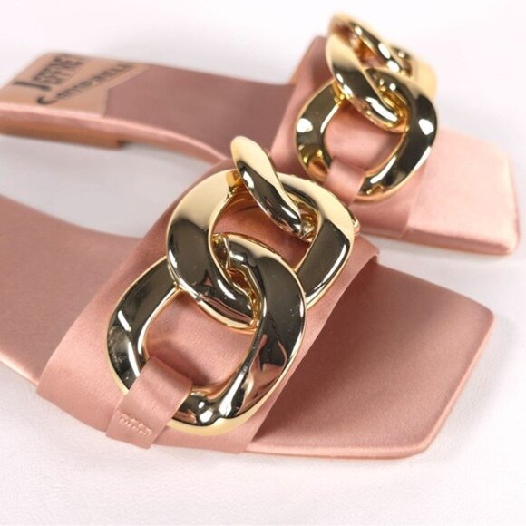 NWB Jeffrey Campbell Women's Danae Chain Flat Sandals Rose Gold Satin Size 5.5M - Picture 10 of 16